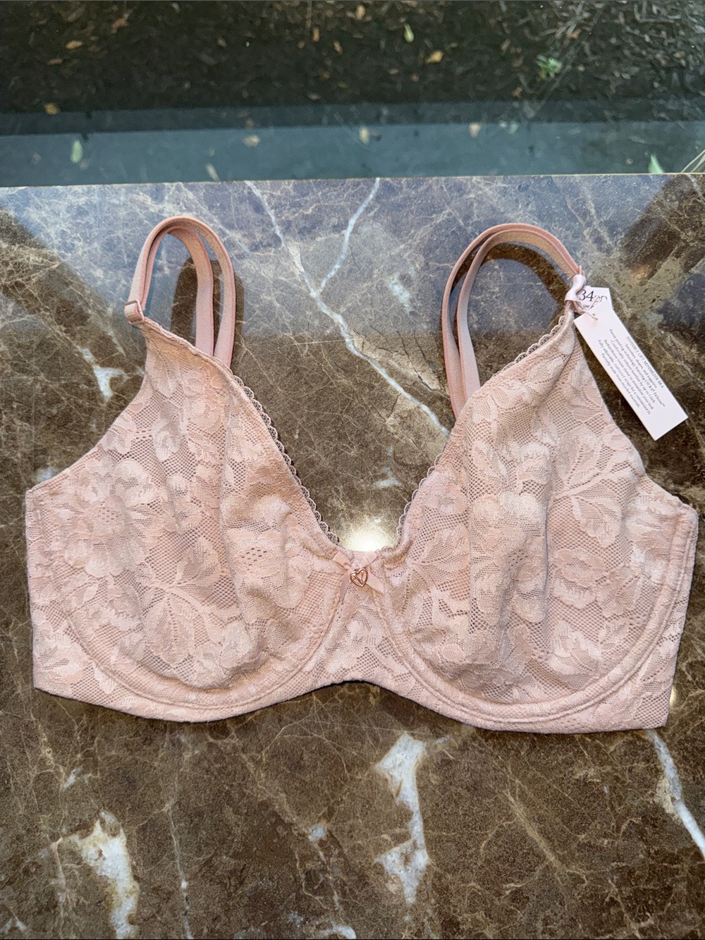 Victoria's Secret Dusty Pink Lace Underwire Minimizer Bra